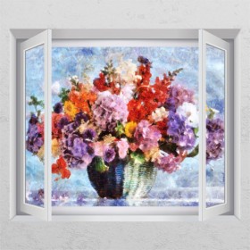 bc707-화려한꽃화분그림4_창문그림액자