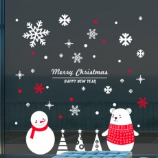 cc488-곰돌이와눈사람_크리스마스스티커/크리스마스/계절/겨울/성탄/눈꽃/눈사람/데코/스티커/트리/곰/동물