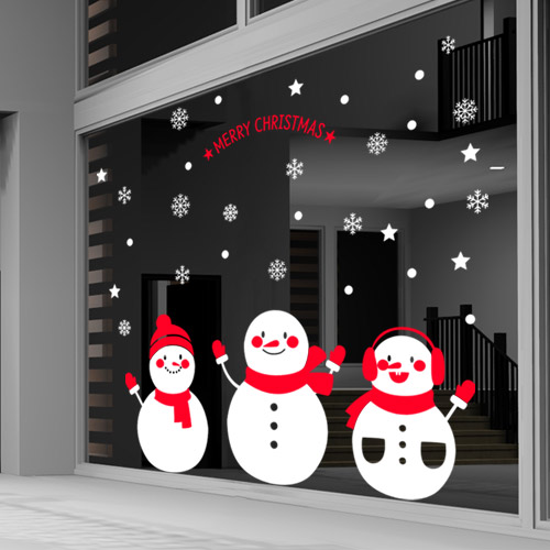 cc490-눈사람들(대형)_크리스마스스티커/크리스마스/스티커/데코/꾸미기/인테리어/포인트/눈사람/눈/눈꽃/메리크리스마스