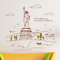 cj302-자유의여신상이보이는뉴욕풍경/여신상/뉴욕/해외/건물/건축물/여행/구름/나무/카페꾸미기/인테리어/포인트스티커/데코/레터링