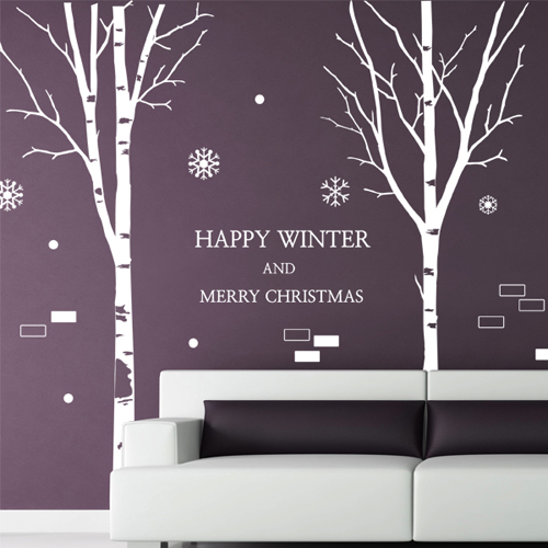 cj641-행복한겨울나무/그래픽스티커/겨울/나무/트리/숲/눈/눈꽃송이/레터링/성탄절/크리스마스/해피뉴이얼/새해