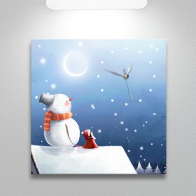 ct292-눈사람과포근한겨울나기_노프레임벽시계