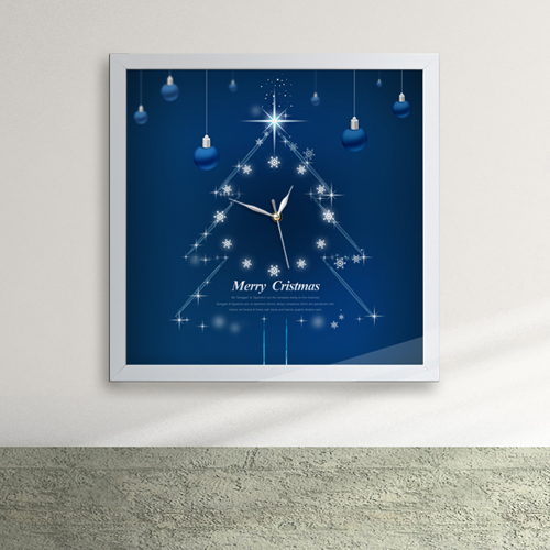cy334-블루 크리스마스 액자벽시계/크리스마스/성탄절/겨울/블루/트리/눈결정/눈/나무/계절/시즌/인테리어벽시계/인테리어소품/디자인벽시계/벽시계/액자시계