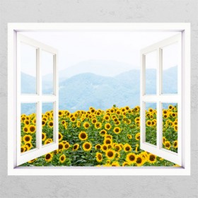 gb313-노랑노랑해바라기꽃밭_창문그림액자