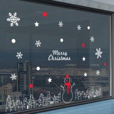 ic242-귀여운눈사람_크리스마스스티커/그래픽스티커/인테리어/스티커/데코/크리스마스/눈꽃/겨울/성탄절/눈사람/눈/건물