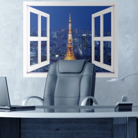 ih100-타워풍경이보이는창문스티커(블루)