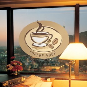 ih137-커피와원두가있는둥근라벨(중형)