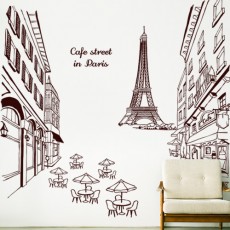 ih613-에펠탑이있는카페거리/그래픽스티커/포인트스티커/데코스티커/셀프/인테리어/카페/커피/매장/꾸미기/해외/명소/여행/포인트/데코/셀프인테리어