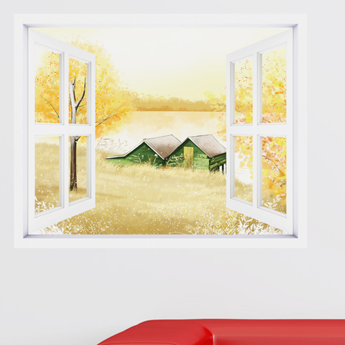 ip300-호수가 보이는 한적한 집/창문형시트지/인테리어/홈데코/음악/노래/풍경/자연/배경/뮤럴시트지
