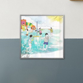 iu297-시원한여름물놀이-소형메탈프레임액자
