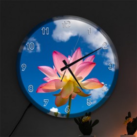 nf582-LED시계액자35R_푸른하늘과연꽃