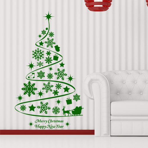 ph011-눈꽃크리스마스트리(대형)/그래픽스티커/포인트스티커/크리스마스/눈/눈꽃/나무/트리