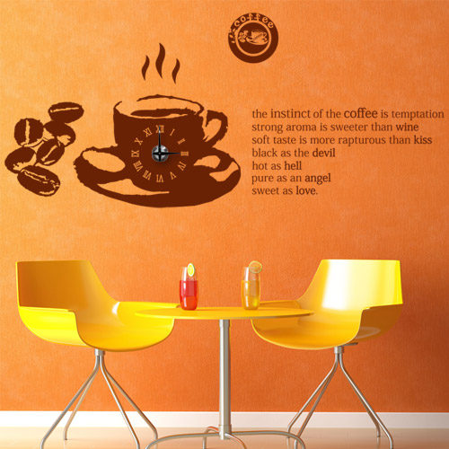 pk097-빈티지커피_그래픽시계(중형)/커피원두,카페,커피잔,레터링,커피콩,그래픽스티커,벽시계,무브먼트,커피숍