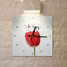 pk673-비해피튤립_인테리어벽시계/튤립/꽃/식물/레터링/캘리/캘리그라피/심플/인테리어/인테리어벽시계/홈인테리어/홈데코/데코/디자인시계