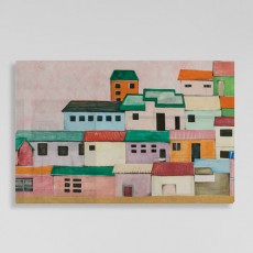 af795-폼아크릴액자58CmX38Cm_집이빼곡한동네그림/풍경/도시/예술/그림/미술/유화집/동네/건물/주민/집/액자/창문/문/아크릴액자