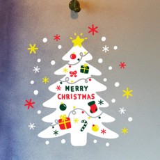 am380-별반짝크리스마스트리/크리스마스,성탄절,트리,실루엣,오너먼트,장식,포인트,선물상자,양말,리본,별,눈꽃,눈송이,그래픽스티커,포인트스티커,셀프인테리어,상업용