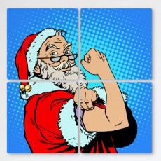 cf847-멀티액자_산타의근육/크리스마스/겨울/선물/산타/산타클로스/루돌프/썰매/눈/눈사람/트리/나무/전구/성탄절/쿠키/일러스트/근육