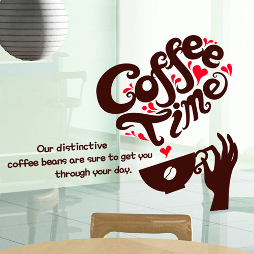 cj268-기분좋은날커피타임/그래픽스티커/카페/커피숍/커피/원두/레터링/커피잔/인테리어/데코/