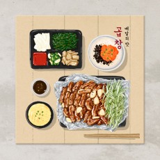 cq170-배달의맛_술안주_소형노프레임/곱창/족발/찬치회/보쌈/술자리/안주/야식/외식/인테리어