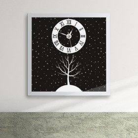 cx045-눈과 겨울나무 액자시계