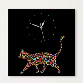 cy766-고양이꽃패턴_노프레임벽시계