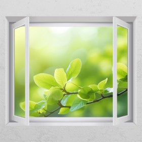ec148-봄날초록잎사귀_창문그림액자