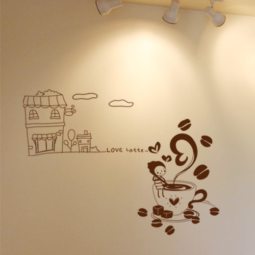 ia019-러브라떼(소형)/그래픽스티커/포인트스티커/원두/커피/커피숍/인테리어/카페/데코