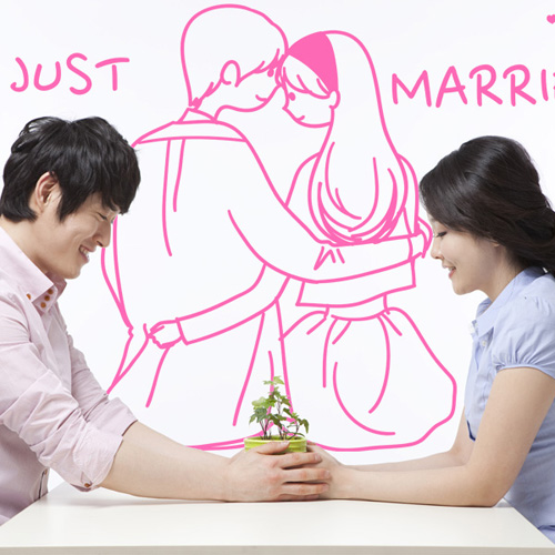 ik325-JUST MARRIED/그래픽스티커/결혼/신혼/부부/사랑/하트/신혼집/인테리어/데코