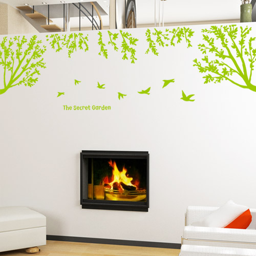 ik382-편안한휴식같은푸른나무숲_그래픽스티커/나무,레터링,새,동물,나뭇잎,자연,포인트,인테리어,데코,꾸미기