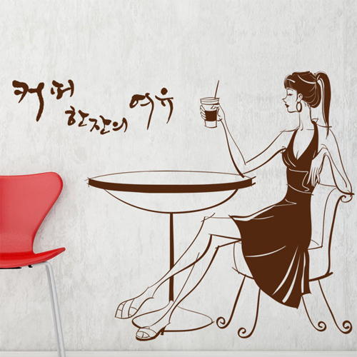 ip008-커피한잔의여유(커피마시는소녀)/카페/그래픽/라인