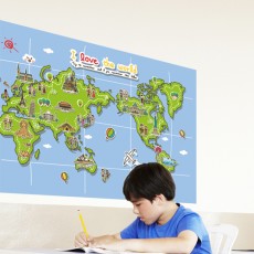 ip266-어린이세계지도(중형)/그래픽스티커/여행/월드/지도/map/아이방꾸미기/어린이집/유치원/포인트스티커