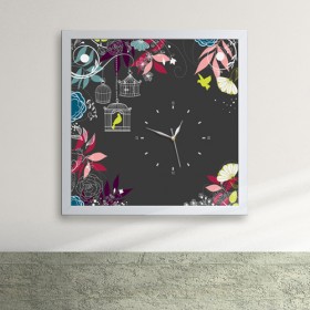 iw007-꽃세상을꿈꾸는새액자벽시계