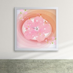 iw008-핑크색향기를지닌꽃액자벽시계