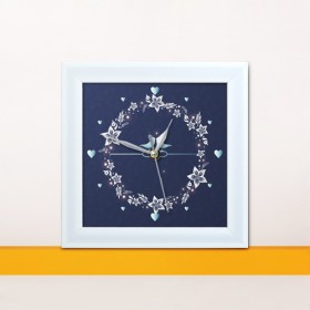 iw028-꽃안의작은새커플미니액자벽시계