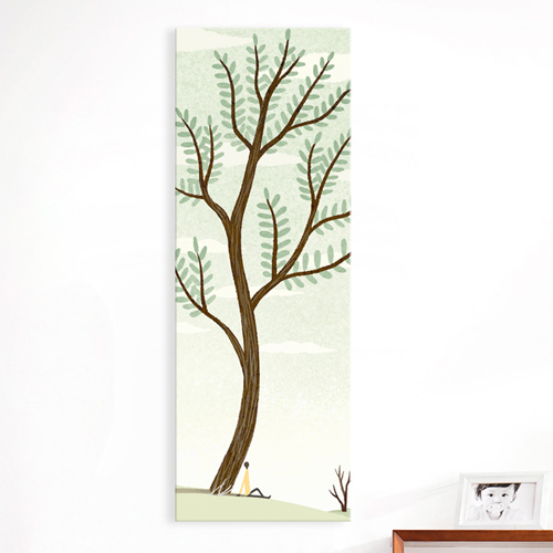 iy670-초록나무숲_대형노프레임/캔버스액자/인테리어디자인데코소품/일러스트/그림/숲/나무/사과나무/식물/자연