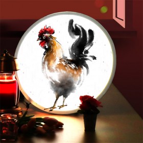 nd111-LED액자45R_관운의상징닭수묵화