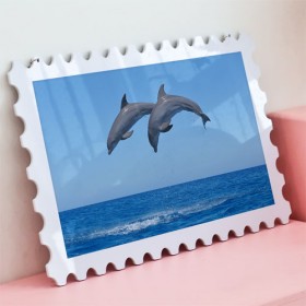 nt444-행잉액자_푸른바다와귀여운돌고래(우표가로대...