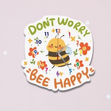 oa058-인테리어벽시계_beehappy/벽시계/월데코/홈갤러리/벽걸이시계/인테리어벽시계/벽장식/신혼집/결혼식/선물/집들이/개업템/선물템/곤충/귀여움/꽃/꽃가루/꿀/꿀벌/달콤함/마스코트/만화/벌레/벌집/양봉/캐릭터/행복/