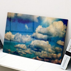 pf975-아크릴액자_몽글몽글한구름그림/풍경/구름/하늘/자연/야외/하늘색/맑음/날씨/그림/파란하늘/분홍하늘/노을