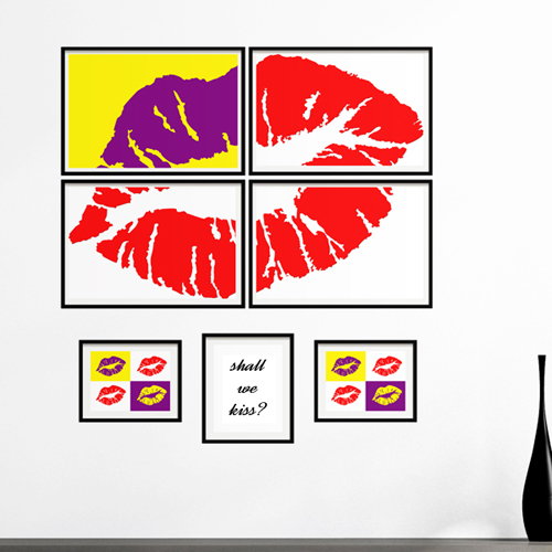 pm073-shall we kiss?/뮤럴/시트지/액자형뮤럴/아트/일러스트/입술/키스/사랑/인테리어/꾸미기/