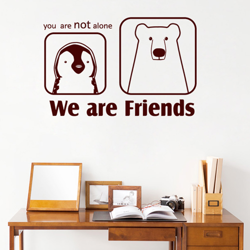 pm102-우리는친구(북극곰과펭귄)/그래픽스티커/레터링/동물/북극곰/펭귄/희망/친구/우정/일러스트/인테리어/데코/포인트/꾸미기/