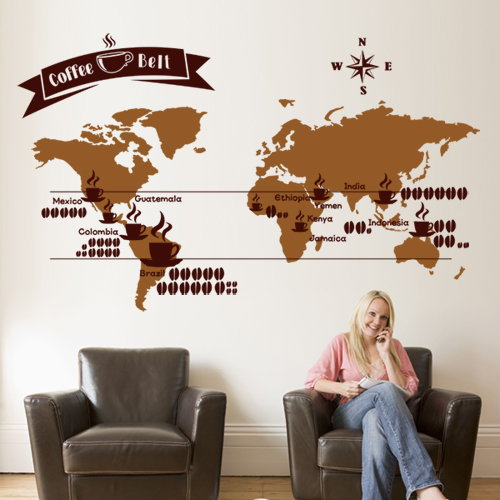 ps021-커피생산지도 (Coffee Belt)/그래픽스티커/지도/세계/레터링/원두/커피/카페/인테리어/