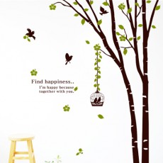 ps143-새와행복을찾아서/나무/자여/가지/줄기/꽃/나뭇잎/잎사귀/레터링/새/데코/꾸미기/그래픽스티커