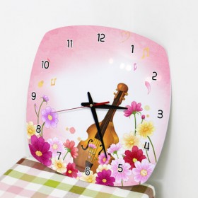 td015-아크릴시계_꽃과악기(바이올린)