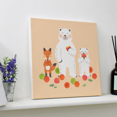 tl961-캔버스액자30x30_흰곰이의일상02/곰/북극곰/일러스트/캐릭터/밤/밤하늘/별/별똥별/사과/전구/눈/우산/크리스마스/겨울/장식/양말/트리/인테리어/홈인테리어/방꾸미기/집꾸미기/아이방꾸미기/액자/인테리어액자/벽걸이액자/인테리어액자/일러스트액자