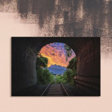 cq241-터널의노을_중형노프레임/인테리어캔버스액자데코꾸밈소품/동굴/터널/기찻길/하늘/구름/노을/숲/나무/희망