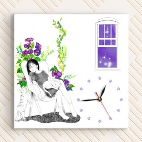 ix294-고양이와소녀의라이프스케치_노프레임벽시계